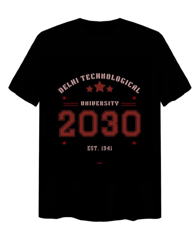 Classic DTU Crest Tee — Black, front