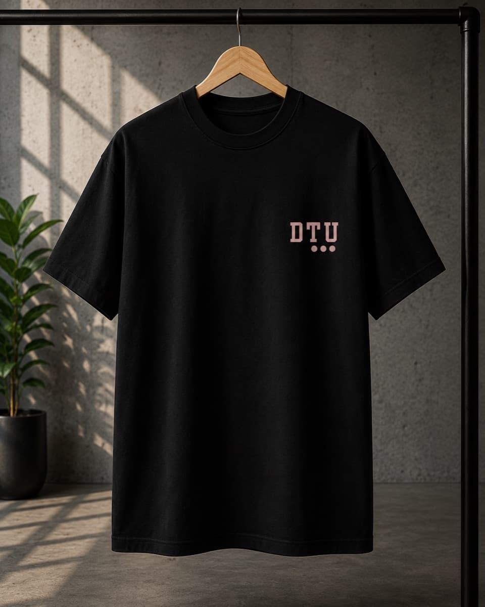 Classic DTU Crest Tee — Black, front